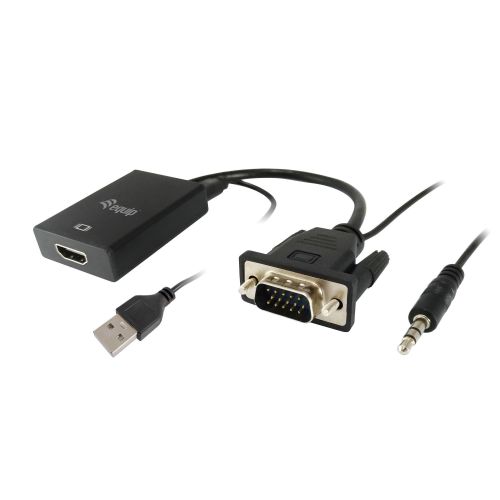Equip 119038 adaptador de cabo de vídeo 0,2 m VGA (D-Sub) + 3.5mm DVI-D + USB Preto