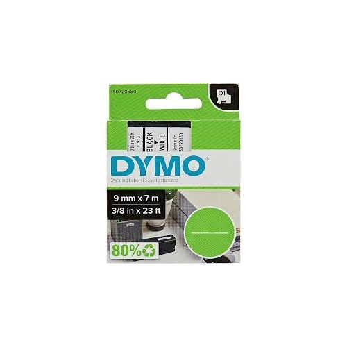  DYMO D1 -Standard Etiquetas - Preto no branco - 9mm x 7m