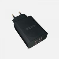 Carregador 2X USB APPROX parede 2.4A Preto