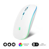 RATÃ“N Ã“PTICO INALÃMBRICO 2.4G e BT RGB LED DUAL FLAT MOUSE WHITE