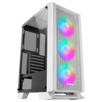 Caixa MARS GAMING MCC ATX CASE, 3X 12CM FRGB FAN, GLASS, FRONT MESH, WHITE