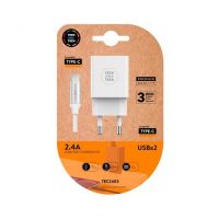 Carregador DOBLE + cabo USB(C) TECH ONE TECH 1M branco