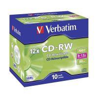 Verbatim 700MB 12x CD-RW Jewel Cased 10 Pack - 43148