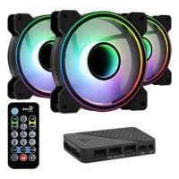 Pack 3 Ventoinhas Aerocool Mirage 12 ARGB Pro/ 12cm + H66F HUB + Comando a Distancia