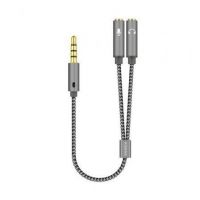 Adaptador Aisens A128-0415/ Jack 3.5 Macho - 2x Jack 3.5 Hembra/ 25cm/ cinzento