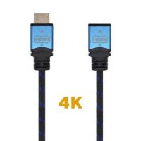 cabo Alargador HDMI Aisens A120-0452/ HDMI Macho - HDMI Hembra/ 1m/ Negro/ Azul