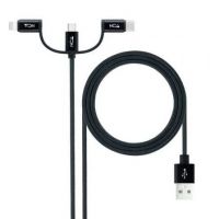 cabo USB 2.0 Nanocabo 10.01.3200/ Lightning Macho - Micro USB Macho/ USB Tipo-C Macho/ 1m/ branco