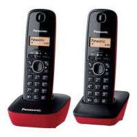 Telefone Sem Fios Panasonic KX-TG1612/ Pack DUO/ Preto e Vermelho