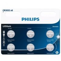 Pack de 6 Pilhas de Botón Philips CR2032/ 3V