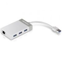 Hub USB 3.0 Trendnet TU3-ETGH3/ 3xUSB/ 1xRJ45/ branco e cinzento