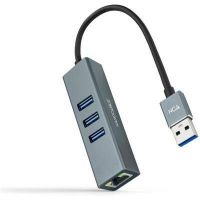 CONVERSOR USB 3.0 A ETHERNET GIGABIT +3*USB 3.0 0.15M NANOCABLE ALUMINIO cinzento