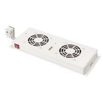Ventilation Unit for variable 483 mm 19  installation  2 fans  thermostat, switch, grey (RAL 7035)