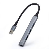 Ewent EW1144 hub de interface USB 3.2 Gen 1 (3.1 Gen 1) Type-A 5000 Mbit/s Cinzento, Prateado