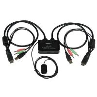 StarTech.com Comutador KVM de cabo HDMI USB de 2 portas com áudio e comutador remoto – alimentado por USB