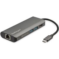 StarTech.com Adaptador multiportas USB C - Dock de viagem USB-C para HDMI de 4K, 3x Concentrador USB 3.0, SD/SDHC, GbE, Passagem de FE até 60W 3.0 - Mini estação de encaixe USB-C portátil USB Type-C/Thunderbolt 3