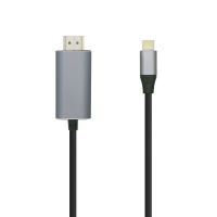 AISENS A109-0392 adaptador de cabo de vídeo 0,8 m HDMI Type A (Standard) USB Type-C Alumínio, Preto