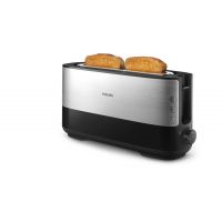 Philips Viva Collection Torradeira, Abertura comprida, Aquecimento de pão, Metal, Preto