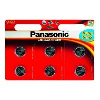 Pacote de 6 baterias tipo botão de lítio Panasonic Cr2032 3V